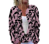 Pull à imprimé artistique pour femme - Pull chaud à boutons - Style classique et décontracté - Pour le travail et les vacances, 1B-Rose vif, XL
