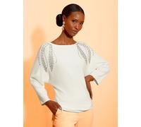 Pull à manches 3/4 encolure en u féminine - Creation L - écru ÉCRU 50