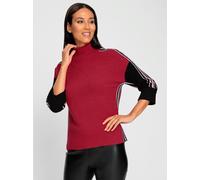 Pull à manches 3/4 ruban décoratif brillant - Rick Cardona - rouge fraise-noir à motifs ROUGE FRAISE-NOIR À MOTIFS 46