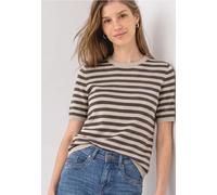 Street One Pull à Manches Courtes pour Femme 3017791 avec col Rond et Rayures, Clay Sand Mel., 40