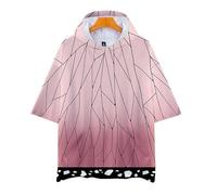 Pull à manches courtes Anime Kanao Tsuyuri Kanawo - T-shirt à manches courtes avec capuche - Costume de cosplay - Unisexe - Rose - Taille M (poitrine 114 cm)