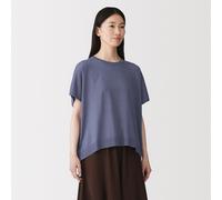 Pull à manches courtes, coupe décontractée, en mélange de Lyocell pour femme Bleu Cendré M