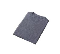 Pull à manches courtes et col rond pour homme Motif grille cellulaire, gris, M