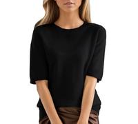 Pull à Manches Courtes pour Femme - Tricot Fin - Col Rond - Léger - Stretch - Couleur Unie- Chemisier Basique - Printemps Été -Pull Femme Chic Et Elegant