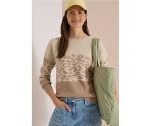 Pull à manches longues avec motif jacquard léopard