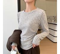 Pull à manches longues en tricot plissé avec cordon de serrage pour femme
