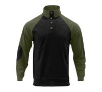 Pull à manches longues en velours côtelé pour homme - Chaud et ample - Vintage - Bloc de couleurs - Patchwork - Patchwork - T-shirt d'entraînement - Col montant - Boutonnière - Pull de travail