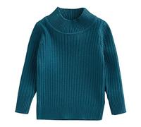 Pull à manches longues et col montant pour fille - Haut en tricot de couleur unie avec col à volants, sous-vêtement coupe ajustée, détails de laitue, doux à superposer ou à porter seule (1B-bleu, 18 à
