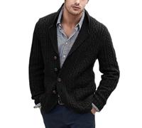 Pull À Manches Longues Homme Mode Confortable Chaud Veste Tricotée Homme Urbain Tendance Classique Cardigan Homme Casual Doux Respirable Chandail Veste Homme E-Black 4XL