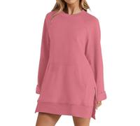 Pull à manches longues pour femme - Grande taille - Élégant - Sweat à capuche pour femme - Pull à capuche surdimensionné - Vintage - T-shirt à manches longues - Couleur unie - Coton - Pull long chaud