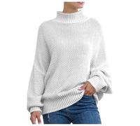 Pull à Manches Longues pour Femme,Pull en Tricot éPais pour Femme Manches Chauve-Souris Col Roulé Style EuropéEn Et AméRicain | VêTements d'hiver Confortables