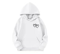 Pull à manches longues pour femme - Sweat à capuche doux - Pull à capuche graphique pour enfants - Pull mignon - Vêtements pour filles - Meilleurs amis - Pull pour fille, Blanc., 11-12 ans