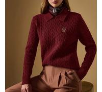 Pull à manches longues pour femmes avec câble simple brodé, pull bleu marine, vêtements d'hiver, nouveaux vêtements pour femmes pour le Nouvel An, style "Old Money" pour femmes, costume d'Halloween po