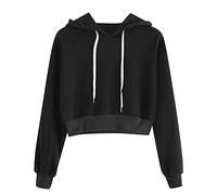 Pull à Manches Longues pour Femmes avec Cordon de Serrage Crop Sweatshirt Top Solid Color Hoodie Blouse Veste Cuir Fille 3 Ans