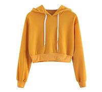 Pull à Manches Longues pour Femmes avec Cordon de Serrage Crop Sweatshirt Top Solid Color Hoodie Blouse Veste Cuir Fille 3 Ans