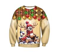 Pull à manches longues pour homme - Hiver - Noël - Col rond - Sport - Manches courtes - Street décontracté - Col rond - T-shirt de sport, g, M