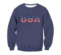 Pull à manches longues pour homme - Imprimé lettres américaines - Sweat à capuche rétro à col rond - Coupe ample - Pour le travail - Vêtements de sport décontractés - Tendance, bleu marine, XXL