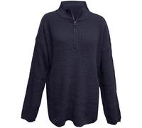 Pull à manches longues pour l'automne et le bureau - Tricot mélangé d'alpaga - Coupe décontractée - Pour le travail et le bureau - Coupe ajustée - Col rond - Sous manteau, Noir , L