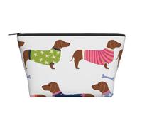 Pull à Motif d'animal de Compagnie, Manteau Rouge Teckel, Race de Chien, Trousse de Toilette Trousse de Maquillage Sac à cosmétiques Trousse de Toilette de Voyage Portable
