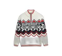 Pull à motif intarsia et col camionneur femme Superdry Beige XS