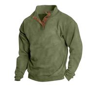 Pull à quart de fermeture éclair pour homme - Pull coloré en daim à manches longues - Col montant - Couleur unie - Pull décontracté - Pull uni à fermeture éclair - Sans capuche - Pull en polaire, Vert