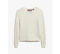 Superdry Pull Essential col rond torsades fines écru Taille M Femme