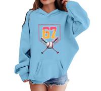 Pull Ado Fille Sweatshirt Capuche Graphique, Haut avec Poche Kangourou Hiver, Vêtement Imprimé Numérique 67, Hoodie Fille Garçon(Sky Blue, 2-3Years)