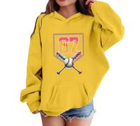 Pull Ado Fille Sweatshirt Capuche Graphique, Haut avec Poche Kangourou Hiver, Vêtement Imprimé Numérique 67, Hoodie Fille Garçon(Yellow, 2-3Years)