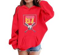 Pull Ado Fille Sweatshirt Capuche Graphique, Haut avec Poche Kangourou Hiver, Vêtement Imprimé Numérique 67, Hoodie Fille Garçon(Red, 7-8Years)