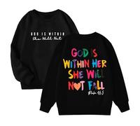 Pull Ado Garcon 13 Ans - Dieu Est en Elle Elle Ne Tombera Pas Sweat À Capuche pour Filles Style Preppy (Black 2-3 Years)