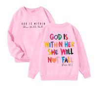 Pull Ado Garcon 16 Ans - Dieu Est en Elle Elle Ne Tombera Pas Sweat À Capuche pour Filles Style Preppy (3-4 Years)