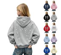 Pull ailes d ange paillette enfant 3~16 ans, pull ange dans le dos Sweat a Capuche Fille Avec Ailes d'ange en Strass Glitter Angel Wings Hoodie Ado Fille Sweatshirt Y2k Streetwear Décontracté Sweat