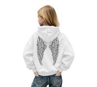 Pull ailes d ange paillette enfant 3~16 ans, pull ange dans le dos Sweat a Capuche Fille Avec Ailes d'ange en Strass Glitter Angel Wings Hoodie Ado Fille Sweatshirt Y2k Streetwear Décontracté Sweat
