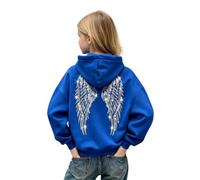 Pull ailes d ange paillette enfant 3~16 ans, pull ange dans le dos Sweat a Capuche Fille Avec Ailes d'ange en Strass Glitter Angel Wings Hoodie Ado Fille Sweatshirt Y2k Streetwear Décontracté Sweat