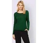 Pull ajouré jolie bordure ajourée à l'encolure, à la finition des manches et à l'ourlet - Linea Tesini - vert mousse VERT MOUSSE 48