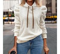 Pull ample à capuche en peluche orange avec manches gigot. Idéal pour le thé de l'après-midi, les loisirs quotidiens à la maison, la mode de bureau, les fêtes de rue, élégant, Halloween, Noël, Nouvel 