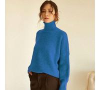 Pull ample à col montant tricoté pour femmes, pour l'automne et l'hiver. Manches longues épaisses. Style vintage modeste "old money", parfait pour Noël, le Nouvel An, la Saint-Valentin. Top basique id