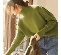 Pull ample à col montant tricoté pour femmes, pour l'automne et l'hiver. Manches longues épaisses. Style vintage modeste "old money". Parfait pour Noël, Nouvel An, la Saint-Valentin. Top basique idéal