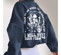 Pull ample à encolure ronde, manches dolman, avec imprimé crâne et lettres, pour le printemps et l'automne. "NE ME PARLE PAS QUAND JE SUIS SURTURBULÉ, JE BLESSERAI TES SENTIMENTS", pour l'hiver 0XL,1X