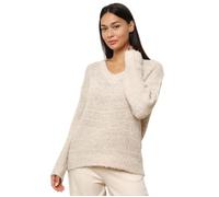 Pull ample en maille côtelée avec fils dorés.Modèle avec col en V et manches longues. pour femme - Pulls - La Modeuse Taille unique