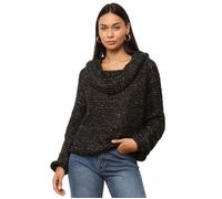 Pull ample en maille côtelée avec fils pailletés.Modèle avec col bardot et manches ballons. pour femme - Pulls - La Modeuse Taille unique