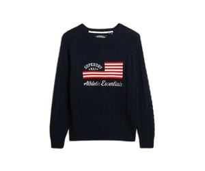Pull ample en maille torsadÃ©e femme Superdry Flag Bleu L