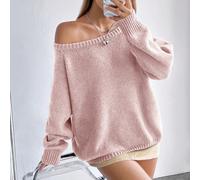 Pull ample et décontracté pour femme, couleur unie, manches raglan couleur poudre de cerisier L,M,S,XL,XS,XXL,XXSUnicoloreTricots