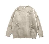 Pull Ample Femme Hiver Polaire Femme Hiver Pull De Couple Rétro à Col Rond pour Hommes Et Femmes Ample Et Épais à Col du Cou Brillant Robe en Laine Beige XXL