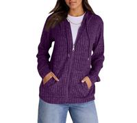 Pull Ample Femme Large Chauve Chic Col V Coton Sweat Chaud Mode Sweat sans Capuche 2025 Manteau Cashmere en Soiree Col Rond Grosse Ado Pull Halloween Femme Violet foncé XL