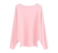 Pull ample pour femme tendance grande taille à épaules dénudées en tricot - Pulls automne hiver côtelés, amples et décontractés, manches chauve-souris, tricots amples, hauts habillés, rose 1, XL