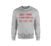 Pull avec inscription « Now I Have A Machine Gun » - 80 % coton filé à l'anneau, 20 % polyester, gris, XL
