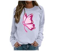 Pull avec Oreilles Sweat-shirt Femme à la Mode Décontracté sans Capuche Éducation au Cancer du sein Design Imprimé Élégant pour la vie quotidienne Pulls pas chers Hommes, gris, L
