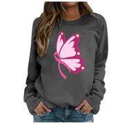 Pull avec Oreilles Sweat-shirt Femme à la Mode Décontracté sans Capuche Éducation au Cancer du sein Design Imprimé Élégant pour la vie quotidienne Pulls pas chers Hommes, gris foncé, L