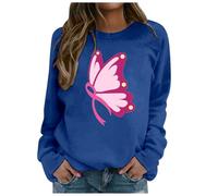 Pull avec Oreilles Sweat-shirt Femme à la Mode Décontracté sans Capuche Éducation au Cancer du sein Design Imprimé Élégant pour la vie quotidienne Pulls pas chers Hommes, bleu foncé, L